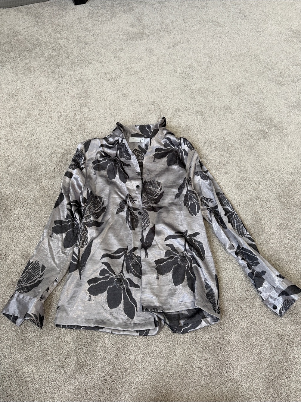 ASOS Gray Shirt with Black Floral Print